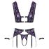 Cottelli Bondage: zwarte-paarse lingerieset met handboeien - M