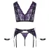 Cottelli Bondage - lingerie set en polsboeien (zwart-paars) - M