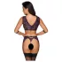 Cottelli Bondage - lingerie set en polsboeien (zwart-paars) - L