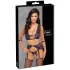 Cottelli Bondage - lingerie set en polsboeien (zwart-paars) - L
