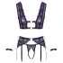 Cottelli Bondage - lingerie set en polsboeien (zwart-paars) - XL