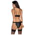 Cottelli Bondage - glanzende beha set met boeien (zwart)