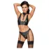 Cottelli Bondage - glanzend bh-set met boeien (zwart) - M