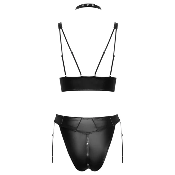 Cottelli Bondage - glanzend bh-set met boeien (zwart) - M