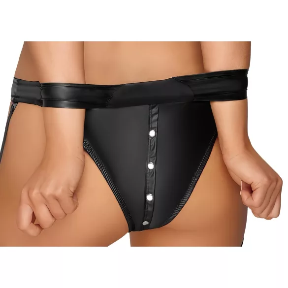 Cottelli Bondage - glanzend bh-set met boeien (zwart) - M