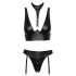 Cottelli Bondage - glanzende beha set met boeien (zwart) - L