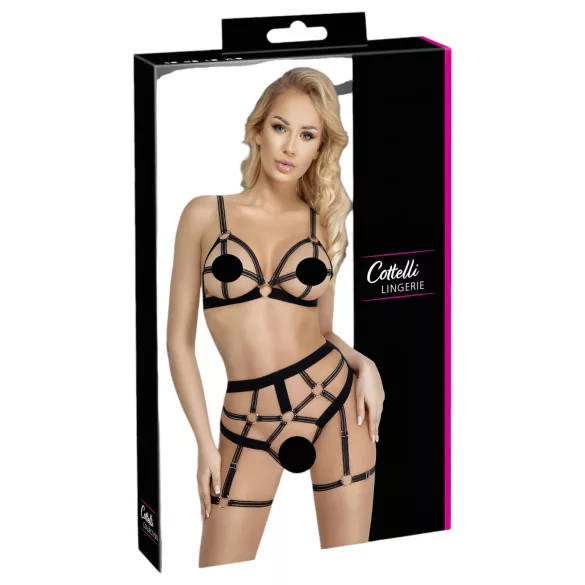 Cottelli - tweedelige bodyharnas set - zwart - M