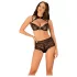 Obsessive Elizenes - patroon, doorschijnend BH-set (zwart) - L/XL
