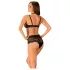 Obsessive Elizenes - patroon, doorschijnend BH-set (zwart) - L/XL