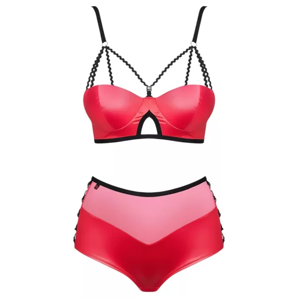 Obsessive Leatheria - leren look bh-set (rood) - S/M