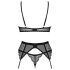Obsessive Chemeris - Bh-set met jarretels (zwart) - XL/XXL