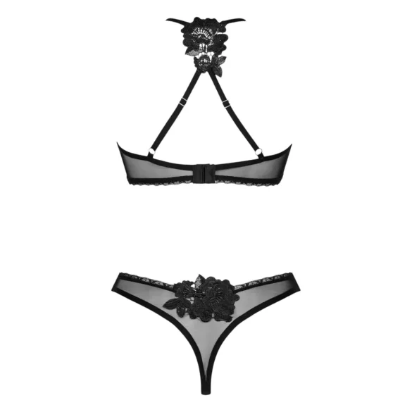 Obsessive - bh set - kant en mesh - zwart - M/L