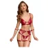 Cottelli Bondage - Glanzend BH-set & polsboeien (rood) - M