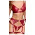 Cottelli Bondage - Glanzend BH-set & polsboeien (rood) - XL