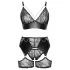 Cottelli Curves - bh set - kant en imitatieleer - zwart - 2XL