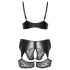 Cottelli Curves - bh set - kant en imitatieleer - zwart - 2XL
