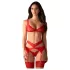 Obsessive Cupid Desir - lingerie set - kant - rood - L/XL