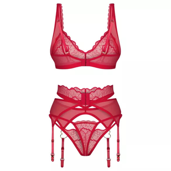 Obsessive Cupid Desir - lingerie set - kant - rood - L/XL