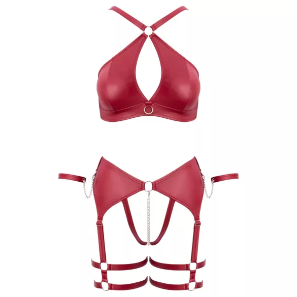 Cottelli Bondage - bh set met gekruiste bandjes - rood - L