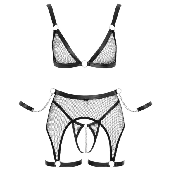 Cottelli Bondage - transparant netset met kettingen - zwart - M