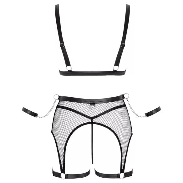 Cottelli Bondage - transparant netset met kettingen - zwart - M