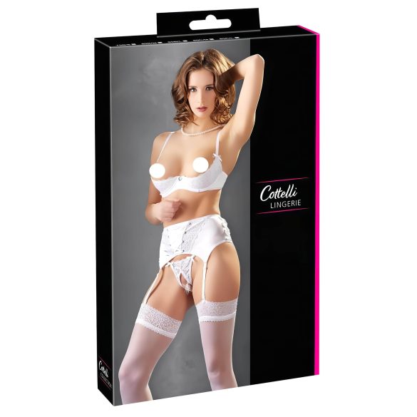 Cottelli - Lingerieset met kant en veters (wit) - 80B/M