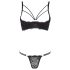 Cottelli - Strap BH & String met ringen (zwart)
