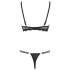 Cottelli - Strap BH & String met ringen (zwart) - 85B/L