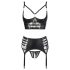 Abierta Fina - Fonkelende kanten lingerie set (zwart)