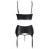 Abierta Fina - Fonkelende kanten lingerie set (zwart)