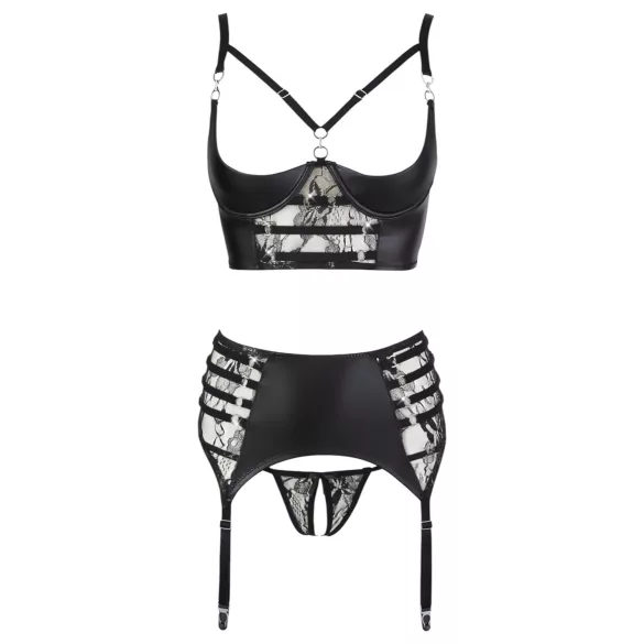 Abierta Fina - lingerie set - kant met bandjes - zwart - 85B/L