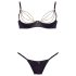 Cottelli - Satijnen Beha Set met Strass en Kettingen (Zwart) - 80B/M