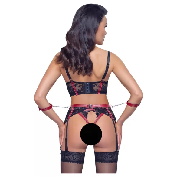 Cottelli Bondage - Bh set met kant - rood - mat - M
