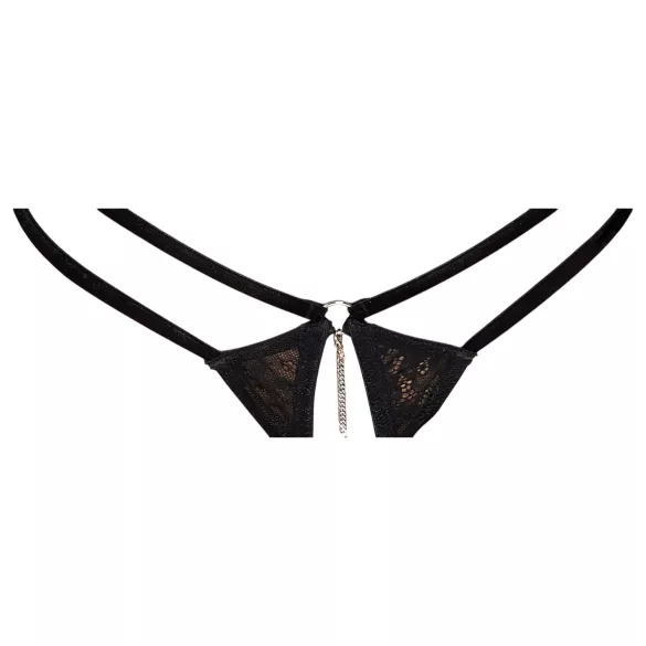 Abierta Fina - open string en korset - zwart - lingerie set