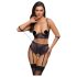 Cottelli Bondage - Bh-set met polsboeien (zwart-paars) - M