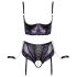 Cottelli Bondage - Bh-set met polsboeien (zwart-paars) - M