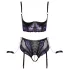 Cottelli Bondage - bh-set en armboeien (zwart-paars) - M