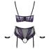 Cottelli Bondage - Bh-set met polsboeien (zwart-paars) - M