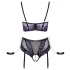 Cottelli Bondage - bh-set en armboeien (zwart-paars) - M