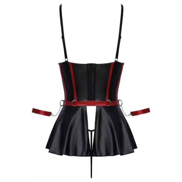 Cottelli Bondage - lingerie set met handboeien - glanzend zwart - 80B/M