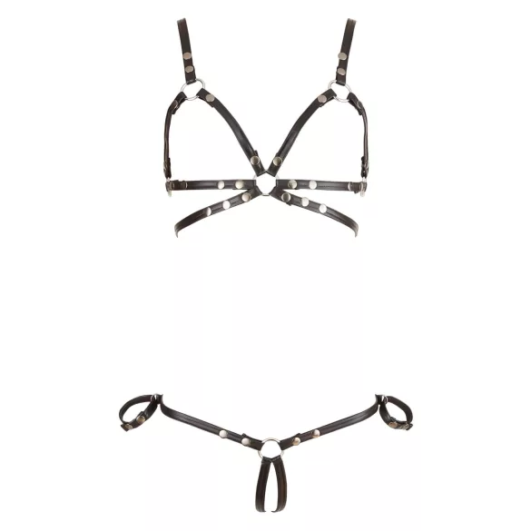 Cottelli Bondage - bodyharnas bikini - glanzend - zwart - L