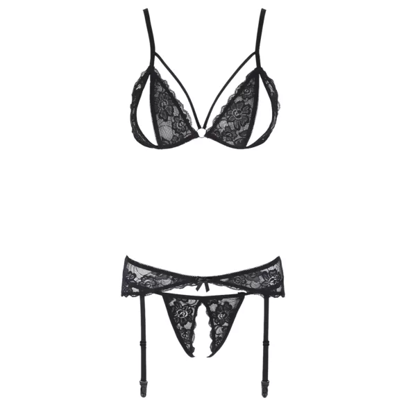 Cottelli - open lingerieset - kant - zwart - M