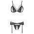 Cottelli - open lingerieset - kant - zwart - XL