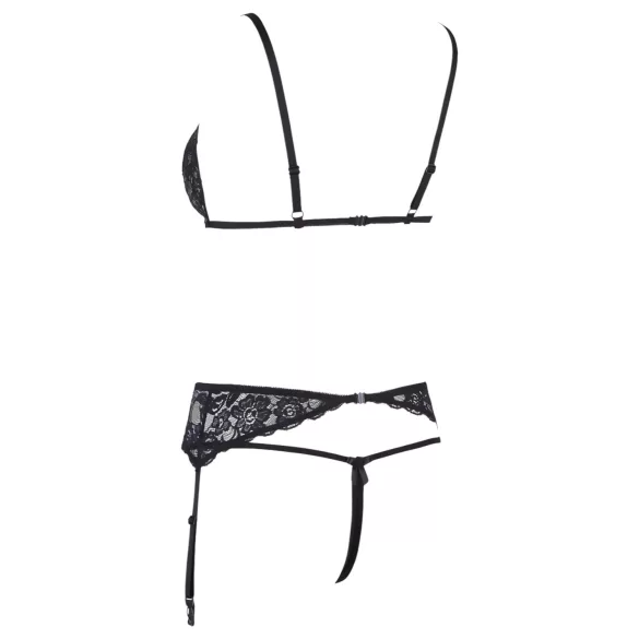 Cottelli - open lingerieset - kant - zwart - XL