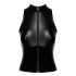Noir - Glanzende Rits Top (Zwart)