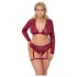 Cottelli Curves - lingerieset met lange mouwen - kant - rood - 2XL