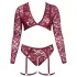Cottelli Curves - lingerieset met lange mouwen - kant - rood - 2XL