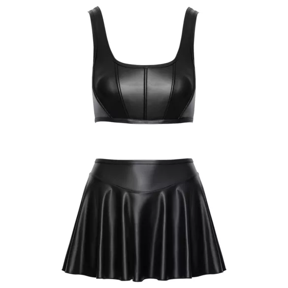 Cottelli - matte veter-top en minirok set (zwart)