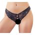 Cottelli - Opengewerkte kanten slip met strik (zwart) - M
