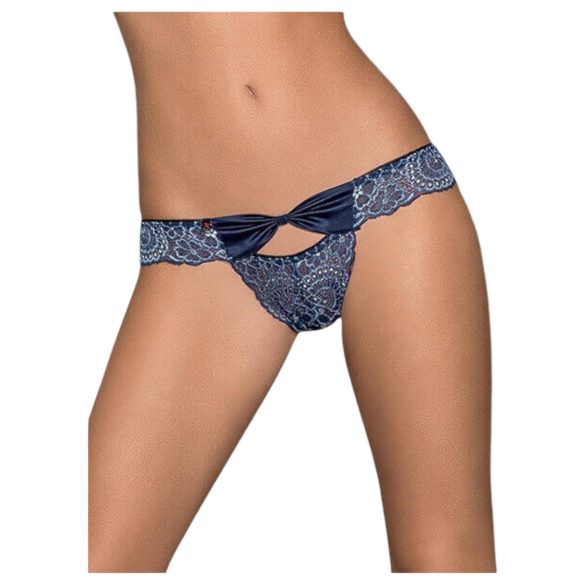 Obsessive Auroria - geborduurde damesstring met strik (blauw)